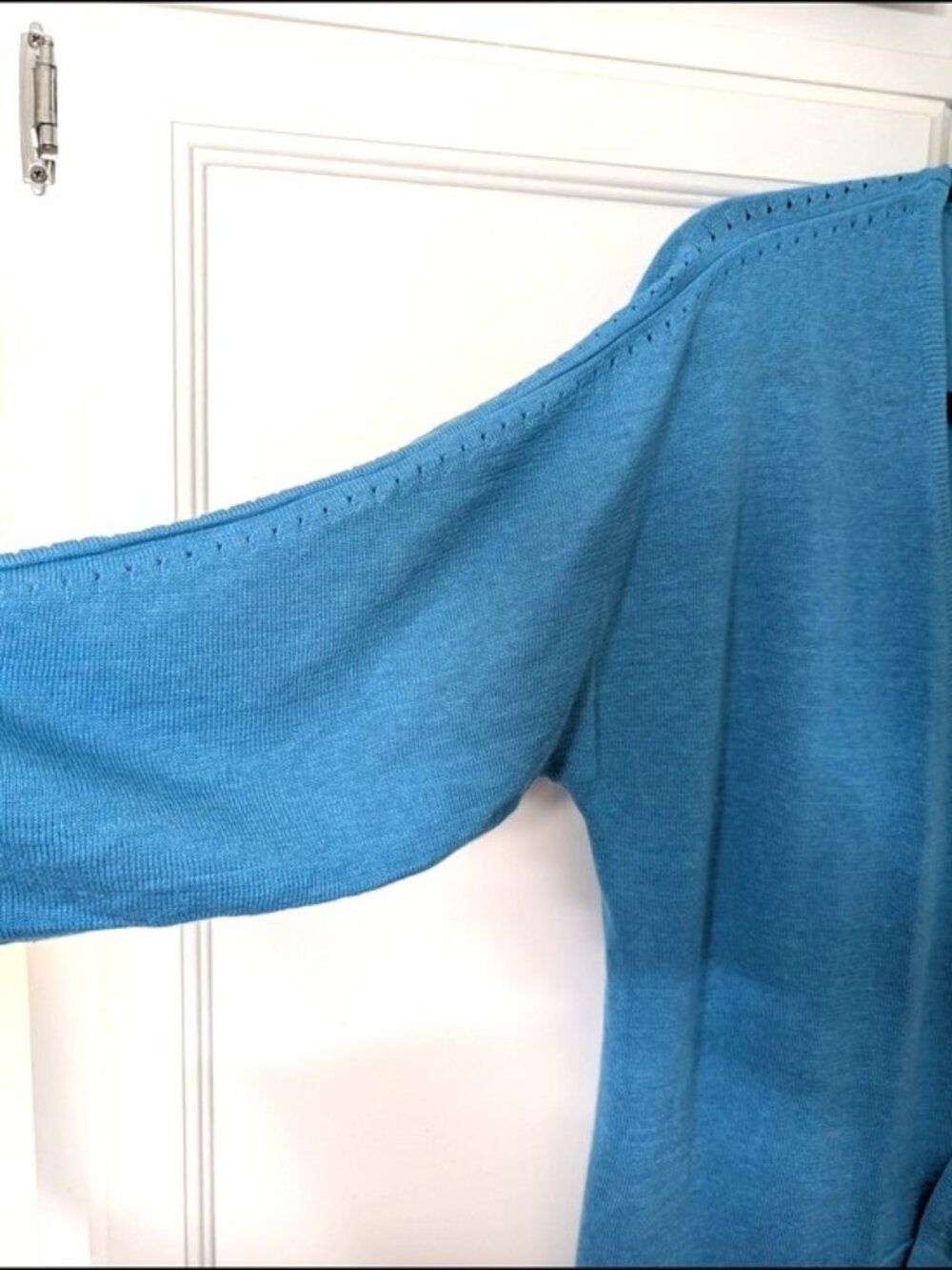 J. Jill Blue Linen Blend Knit Open Front Cardigan Size M - Picture 4 of 6